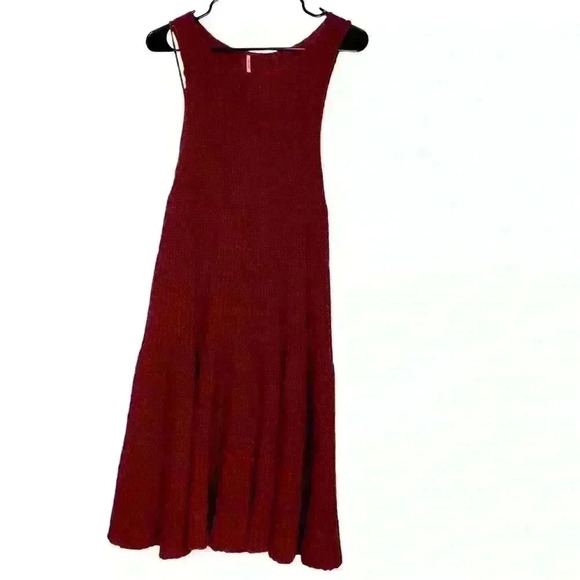 Free People maroon Waterfall Knit swing crew neck Dress with slip size Small - Picture 5 of 15